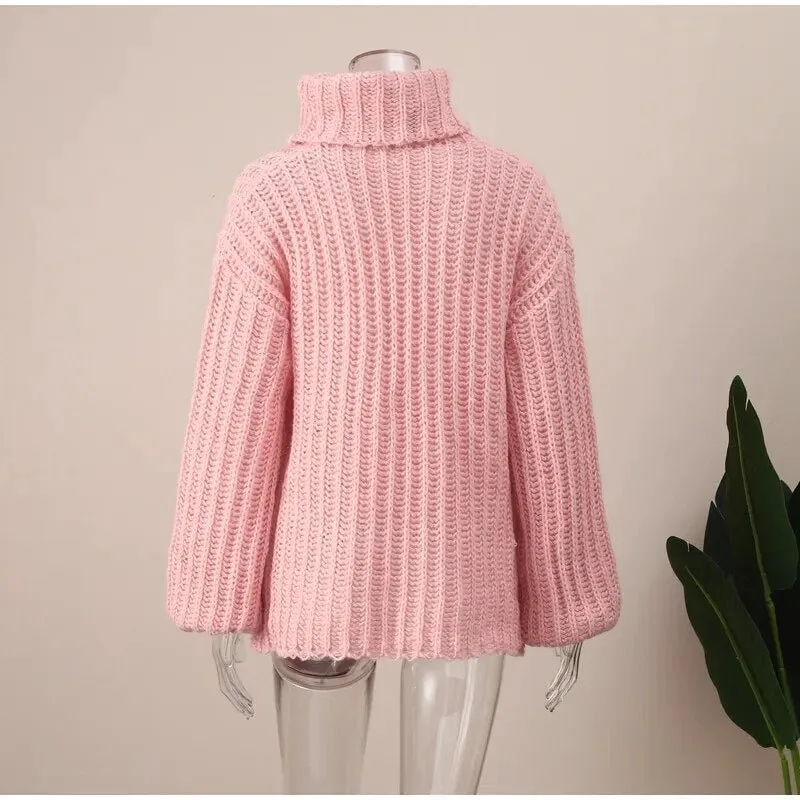 Pre Order:  Turtleneck Crochet Knit Sweater