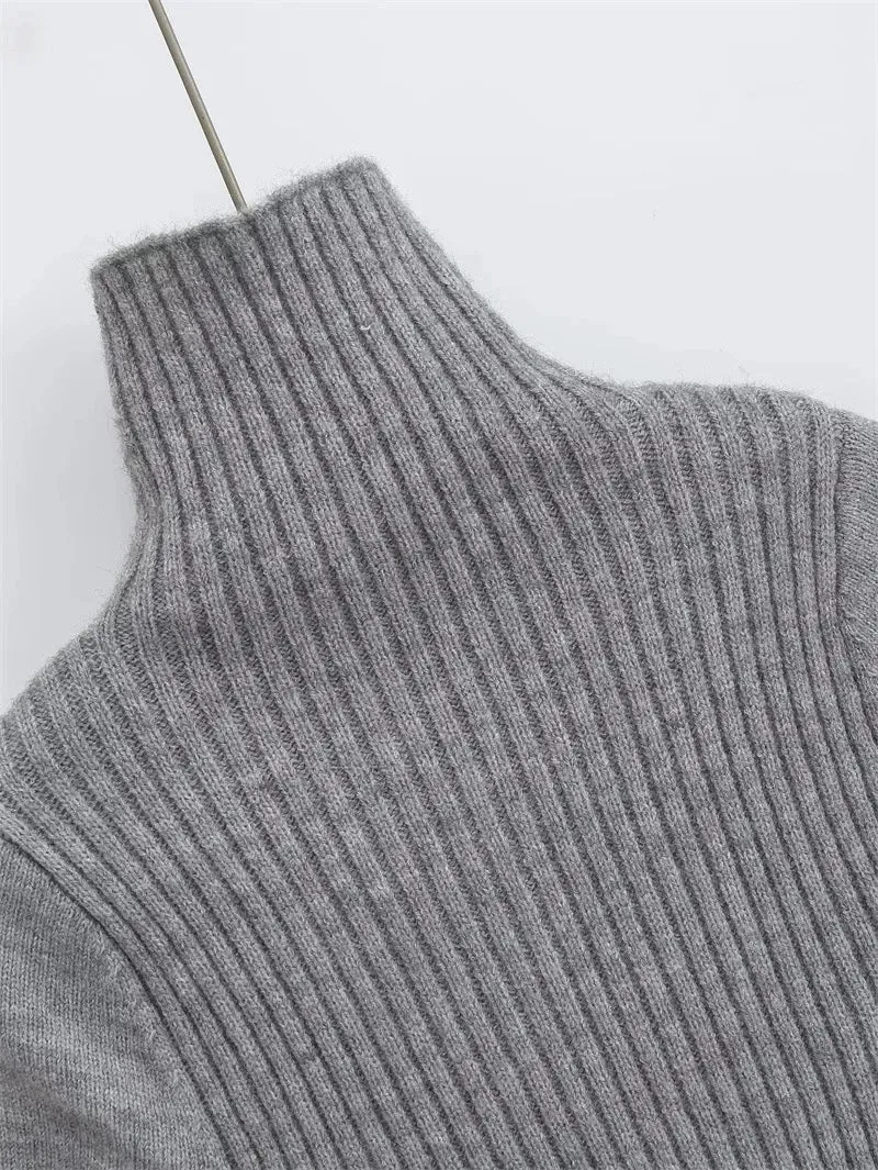 Pre Order:  Turtleneck Short Sleeves Knit Top