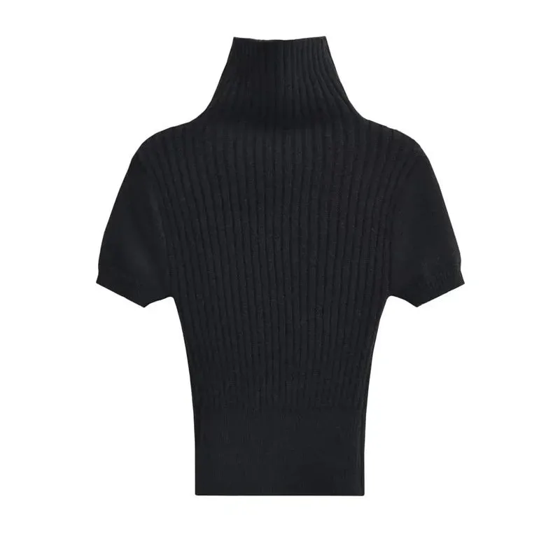 Pre Order:  Turtleneck Short Sleeves Knit Top