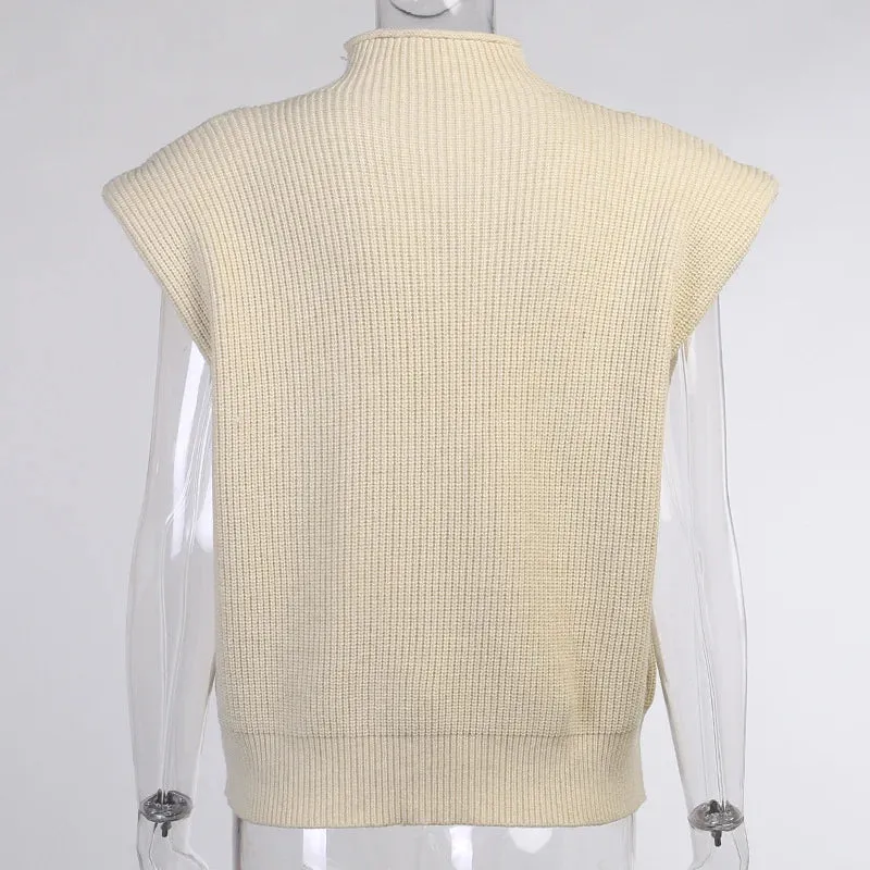 Pre Order:  Turtleneck Sleeveless Knitted Sweater