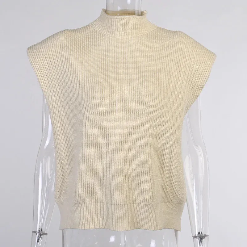 Pre Order:  Turtleneck Sleeveless Knitted Sweater