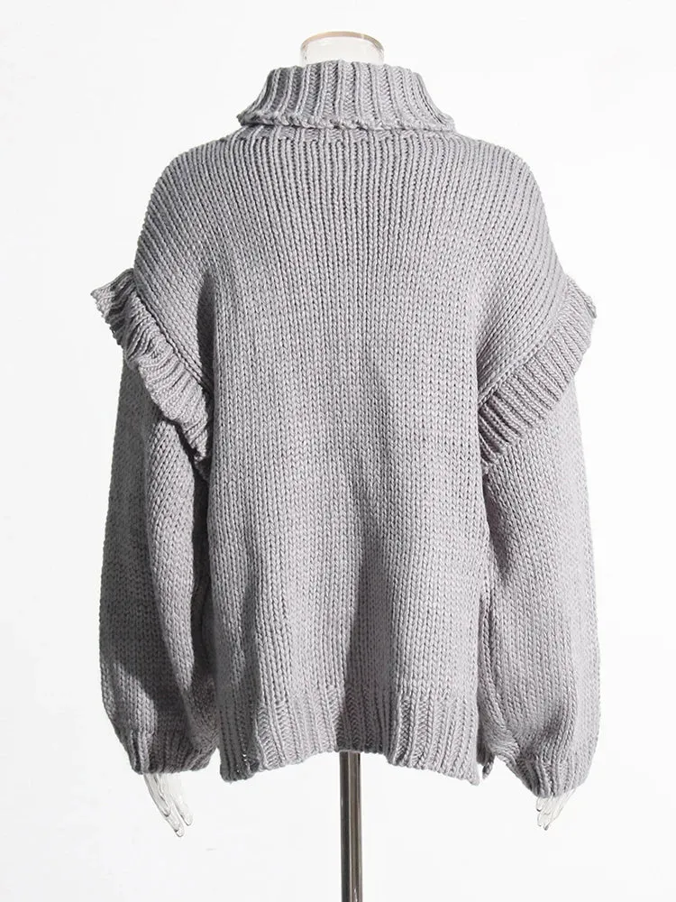 Pre Order:  Winged Sleeves Turtleneck Knit Sweater