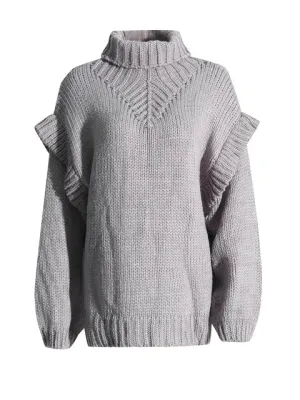 Pre Order:  Winged Sleeves Turtleneck Knit Sweater