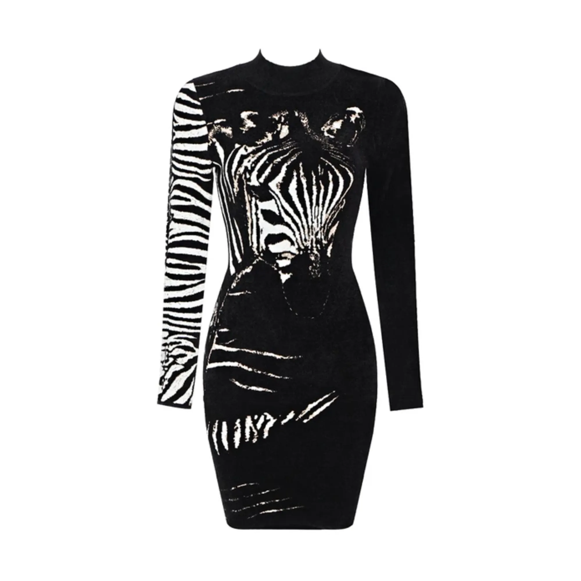 Pre Order:  Zebra Pattern Long Sleeves Mini Dress