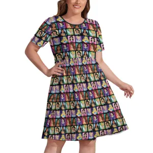 Princess Portraits Women's Round Neck Plus Size Dress With Pockets