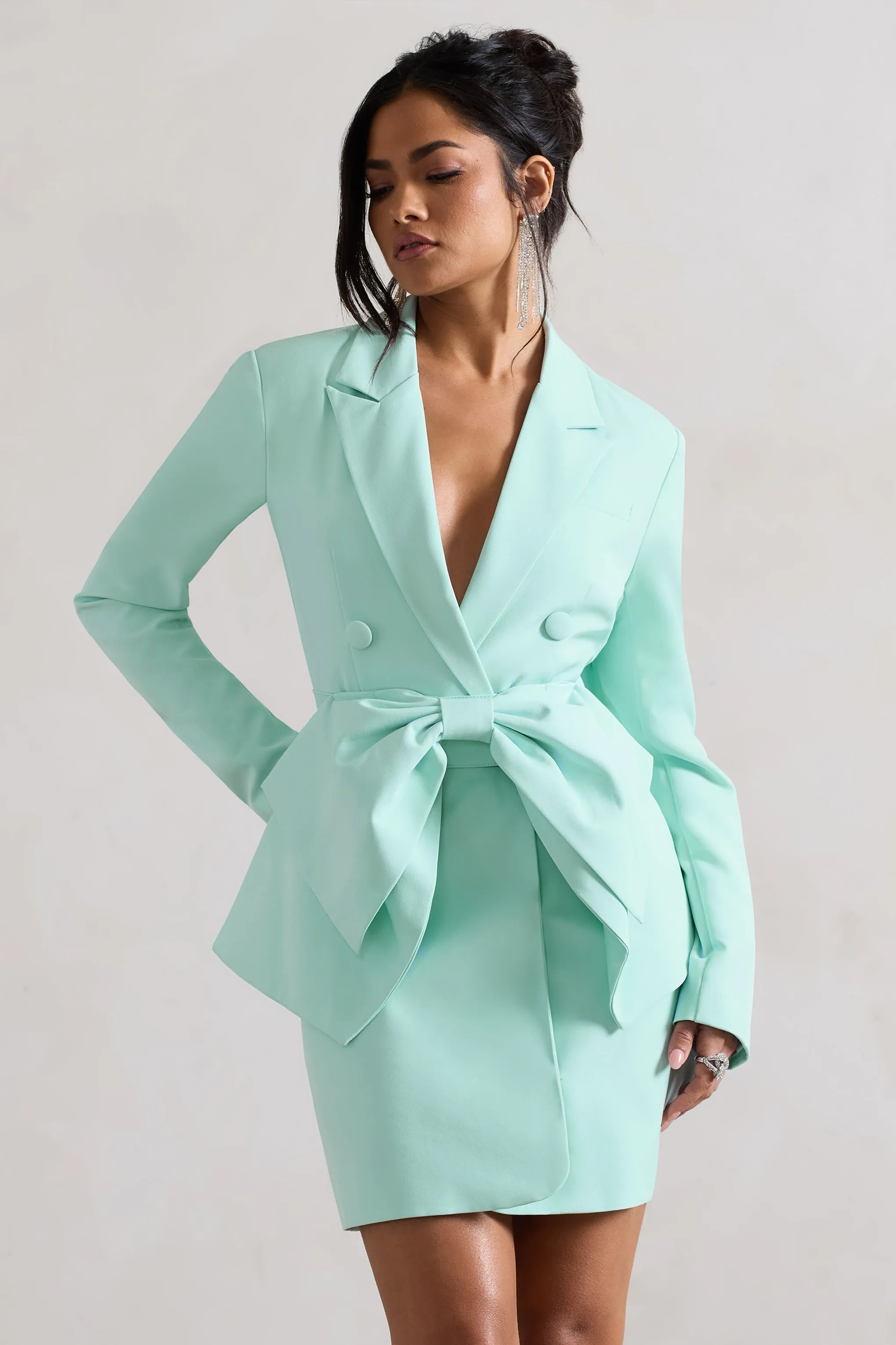 Prized | Mint Green Tailored Blazer Dress With Bow