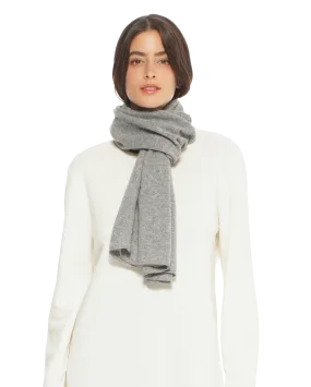 Pure Cashmere Plain Knit Scarf Medium Grey