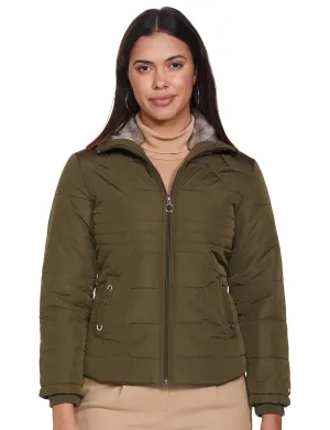 Qube By Fort Collins Women's Parka Coat Jacket Green Olive L