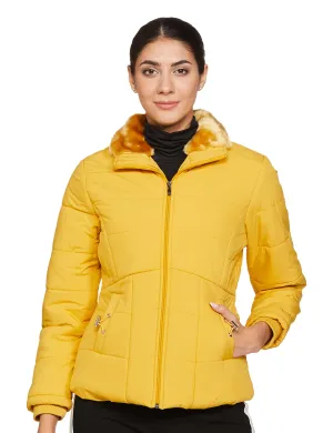 Qube By Fort Collins Women's Parka Coat Jacket Yellow Cyber L