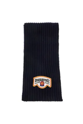 "wool ribbed scarf for a KNM0184 01W00001 NAVY