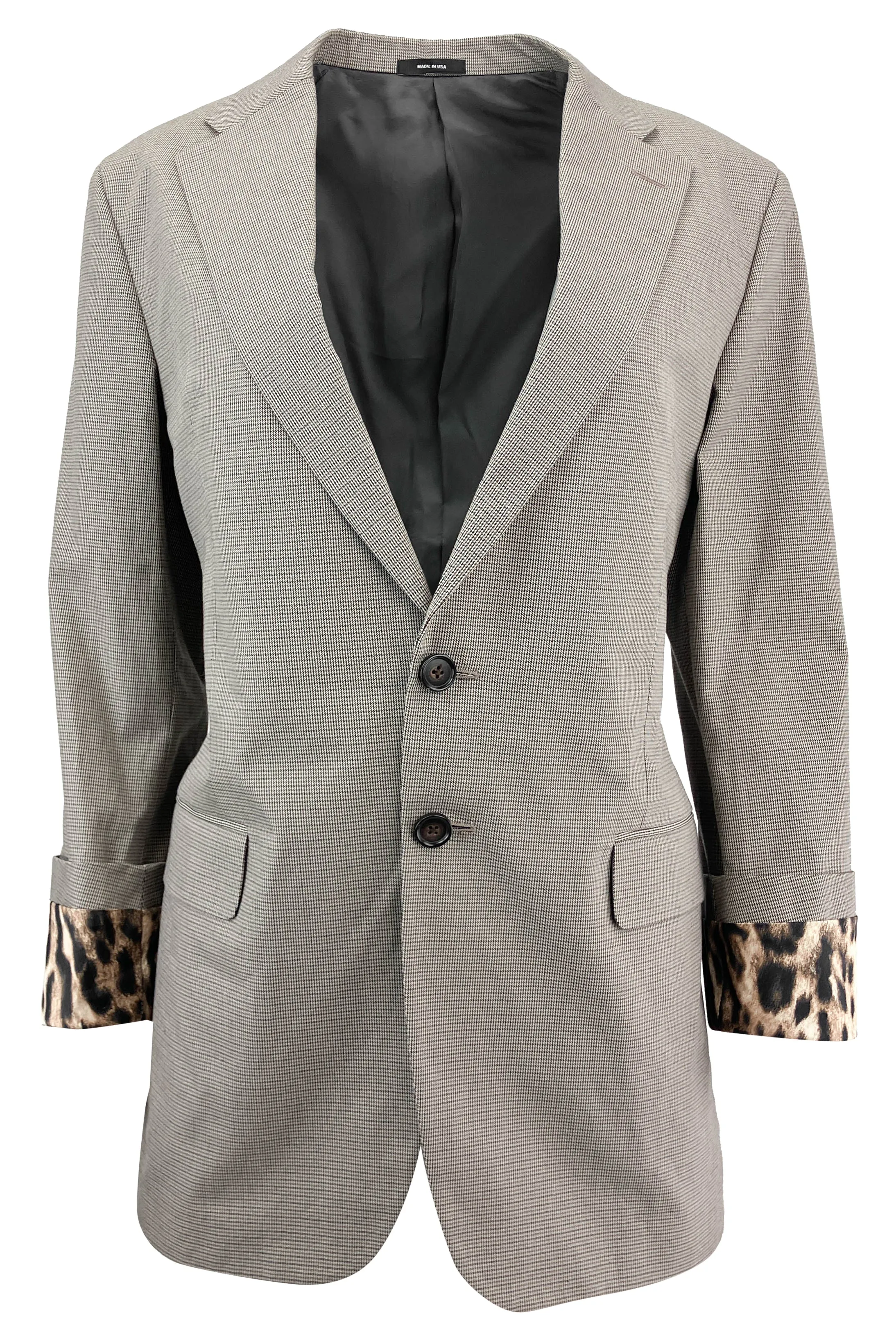 R13 Blazer with Foldover Cuff in Mini Houndstooth