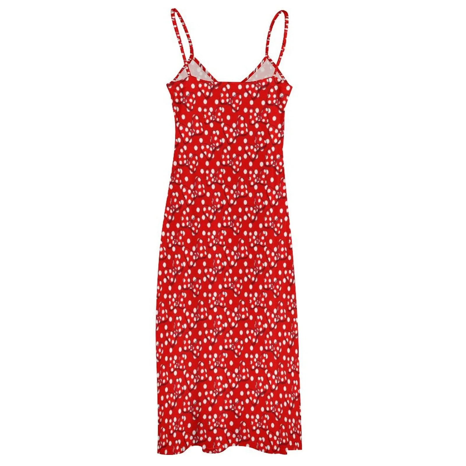 Red With White Polka Dots Women's Summer Slip Long Dress