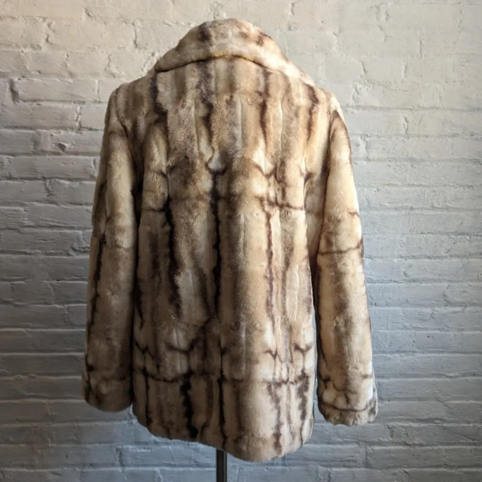 Retro 70s Velvet Vegan Plush Fur Coat Earthy Neutral Penny Lane Fuzzy Jacket