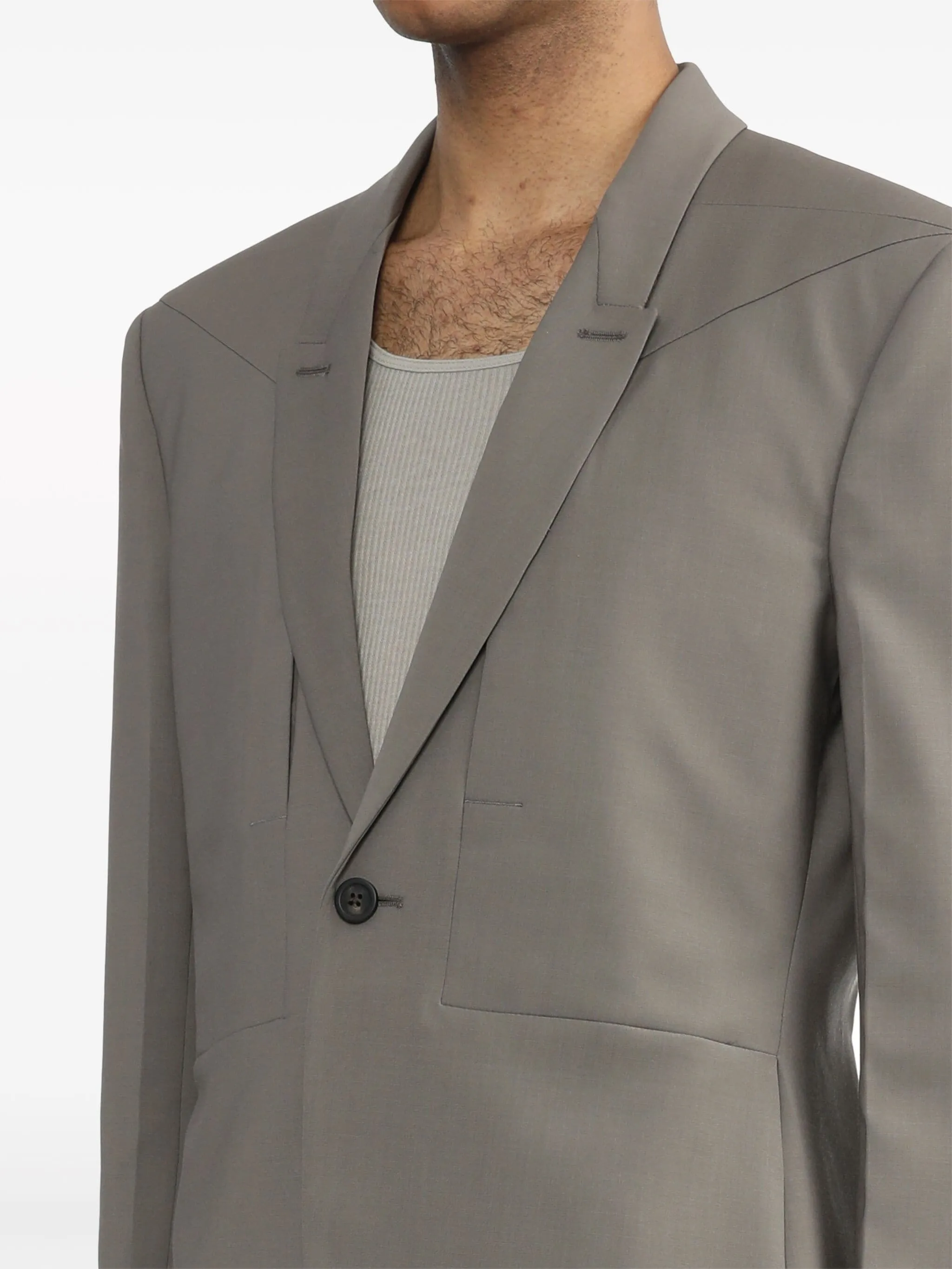 RICK OWENS SINGLE-BREASTED VIRGIN WOOL BLAZER