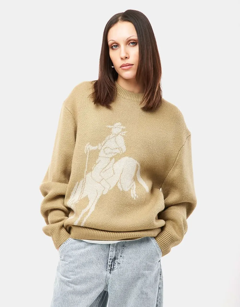 Route One Rodeo Knitted Sweater - Wheat/Natural