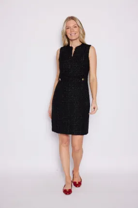 Sail To Sable Tweed Shift Dress - Black Sparkle