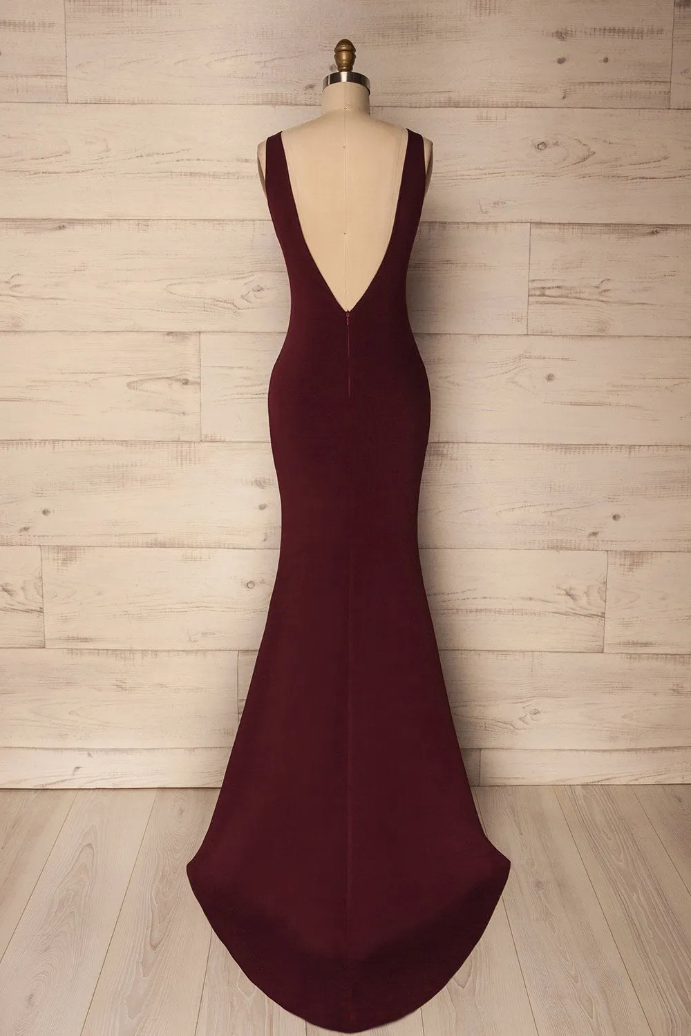 Sanya Burgundy | Backless Mermaid Gown