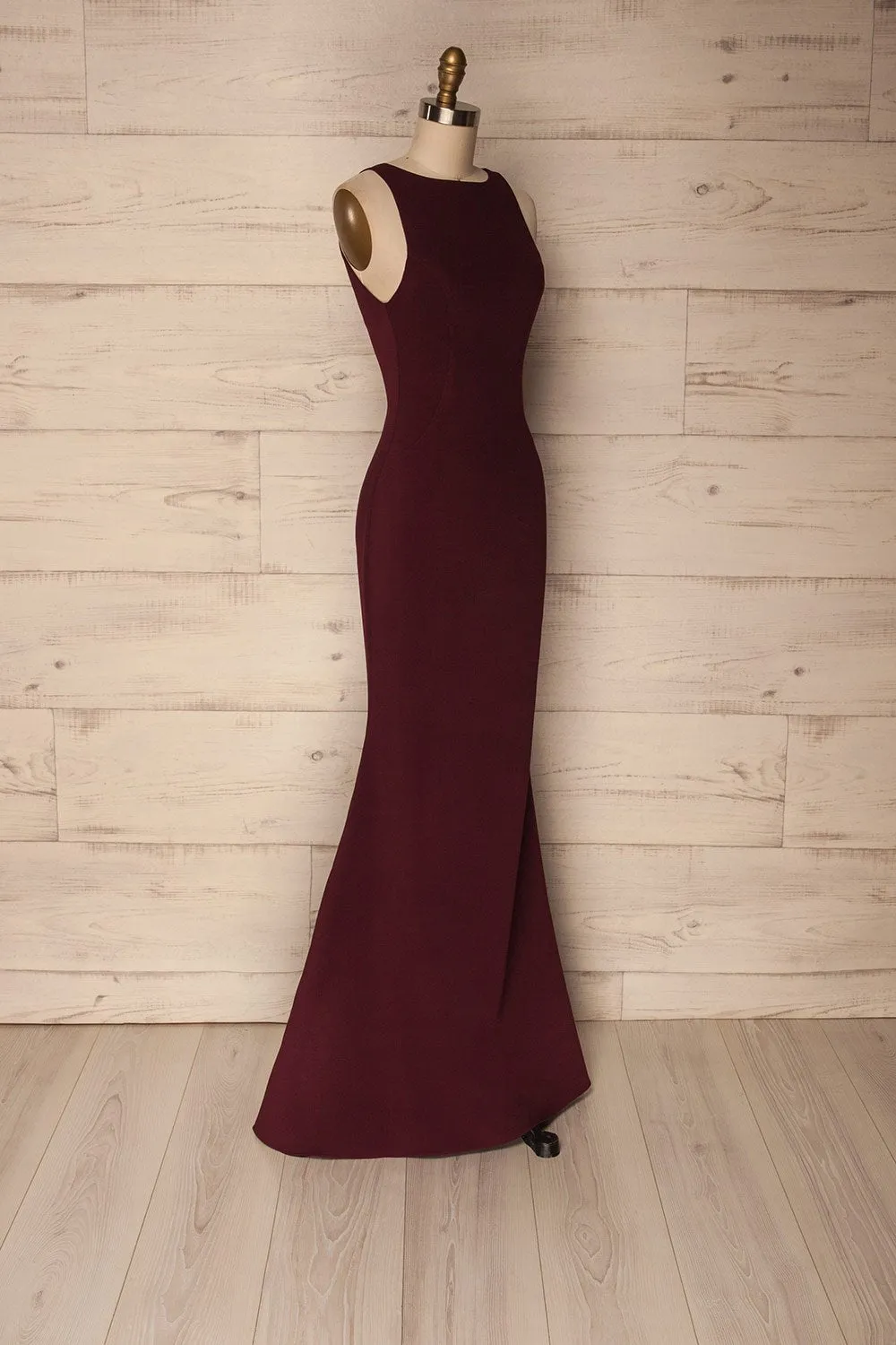 Sanya Burgundy | Backless Mermaid Gown