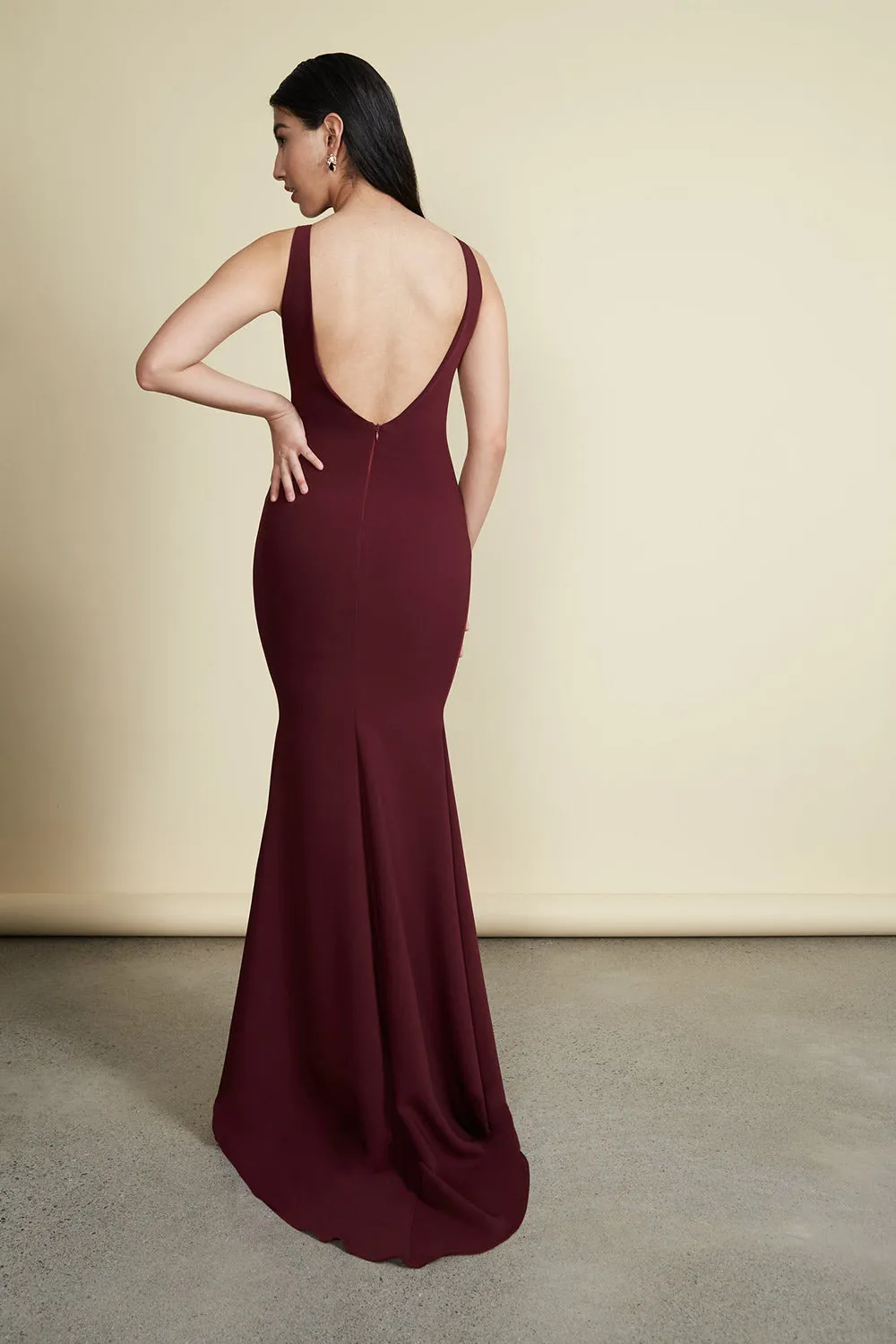 Sanya Burgundy | Backless Mermaid Gown