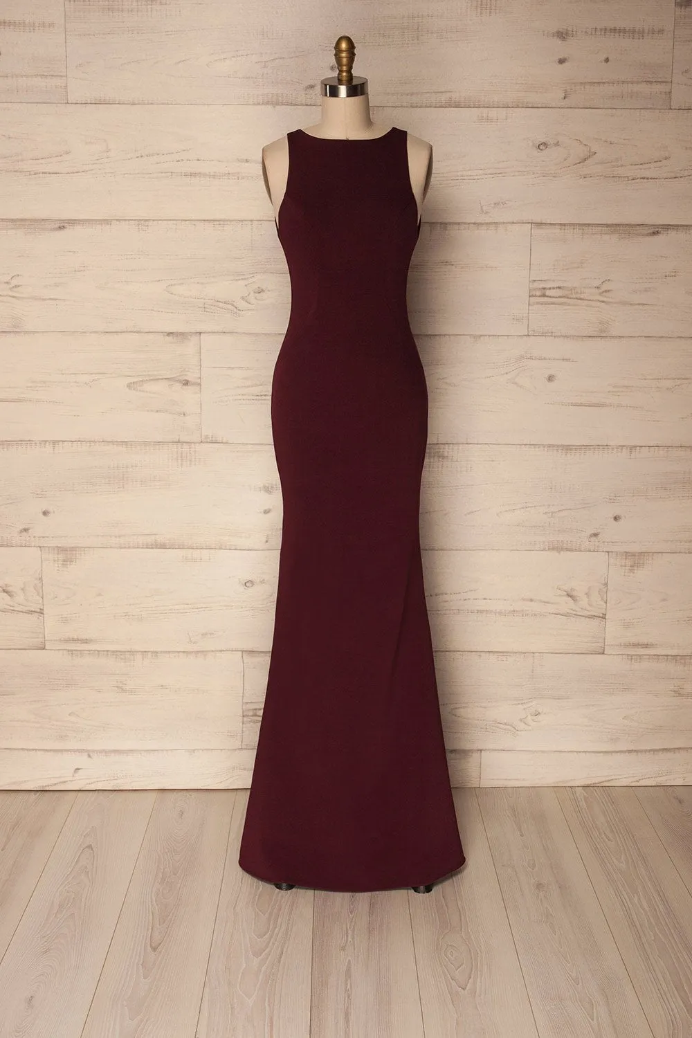 Sanya Burgundy | Backless Mermaid Gown