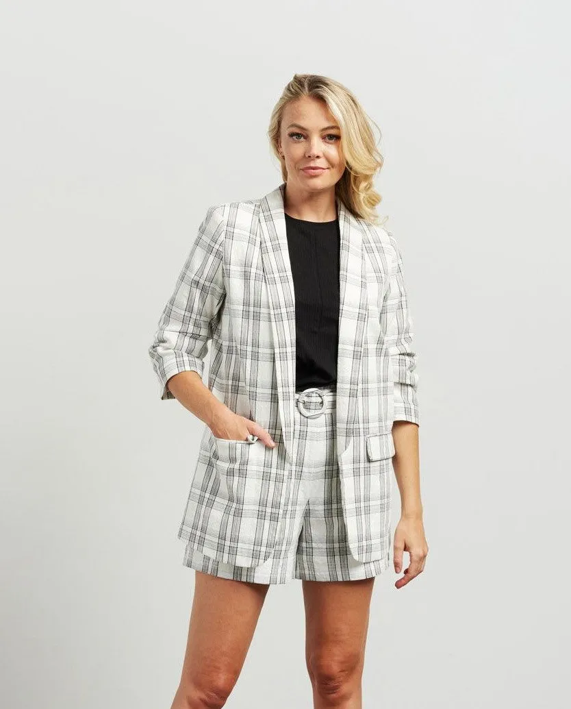 Sara Shorts - White Plaid