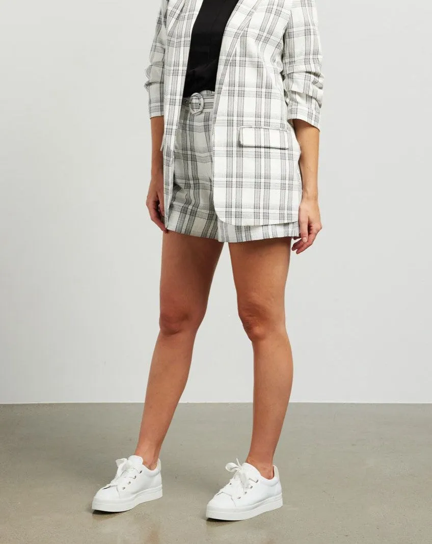 Sara Shorts - White Plaid