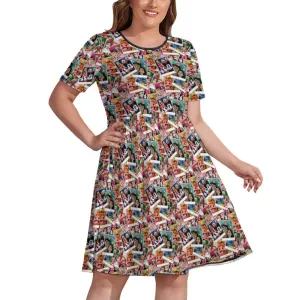 Selfies Women's Round Neck Plus Size Dress With Pockets