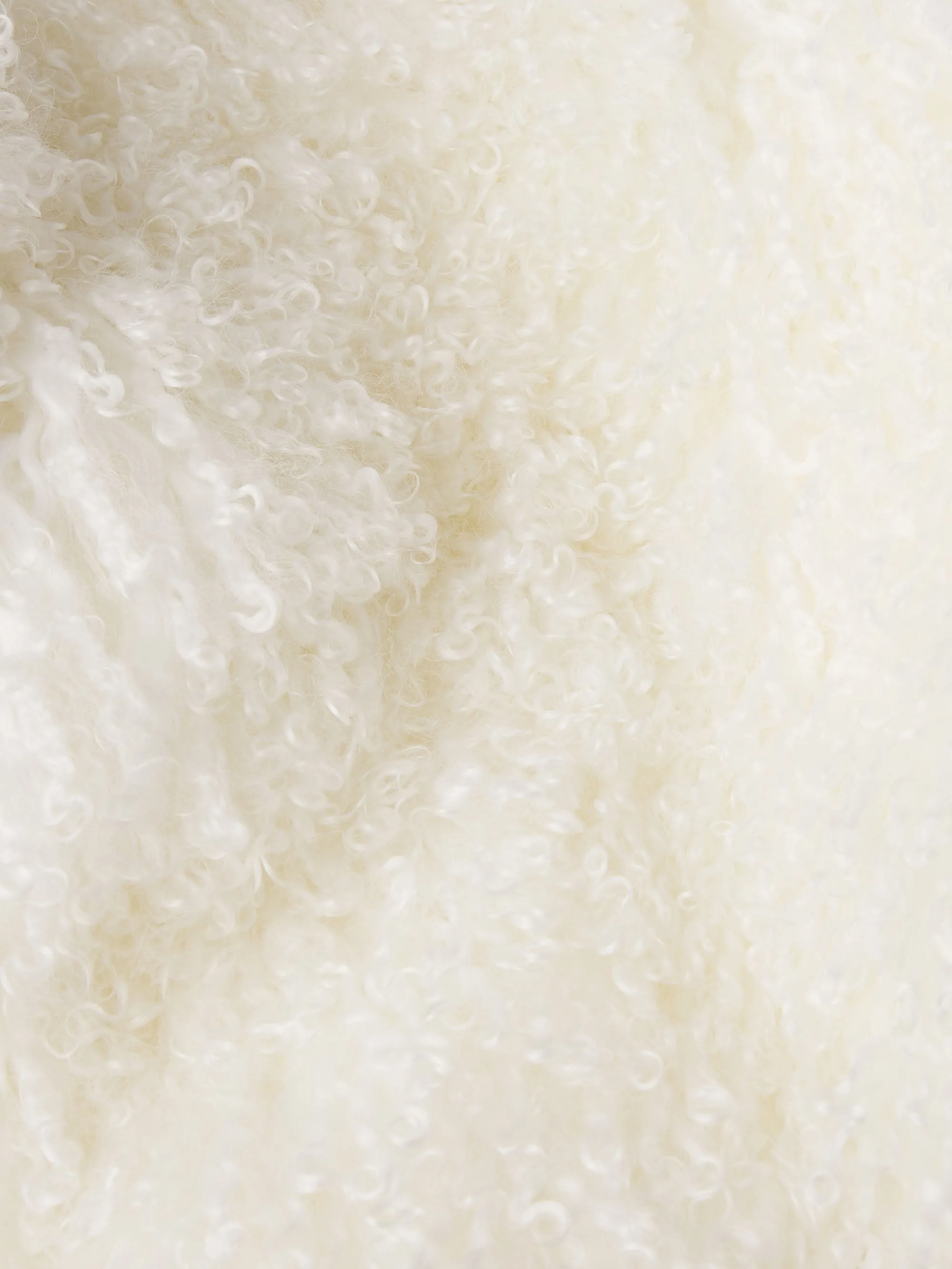 Shaggy Shearling Coat -- Cream