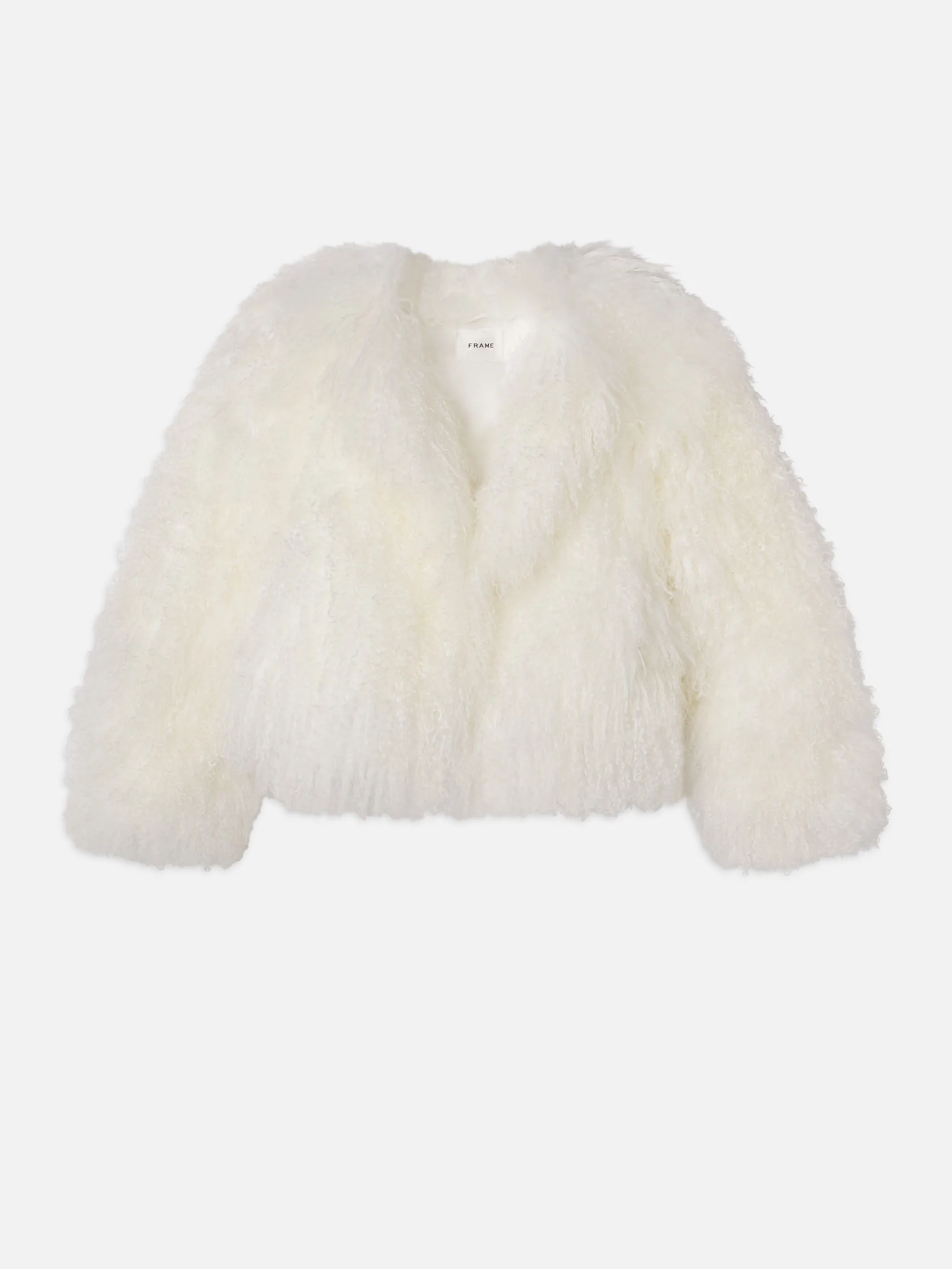 Shaggy Shearling Coat -- Cream