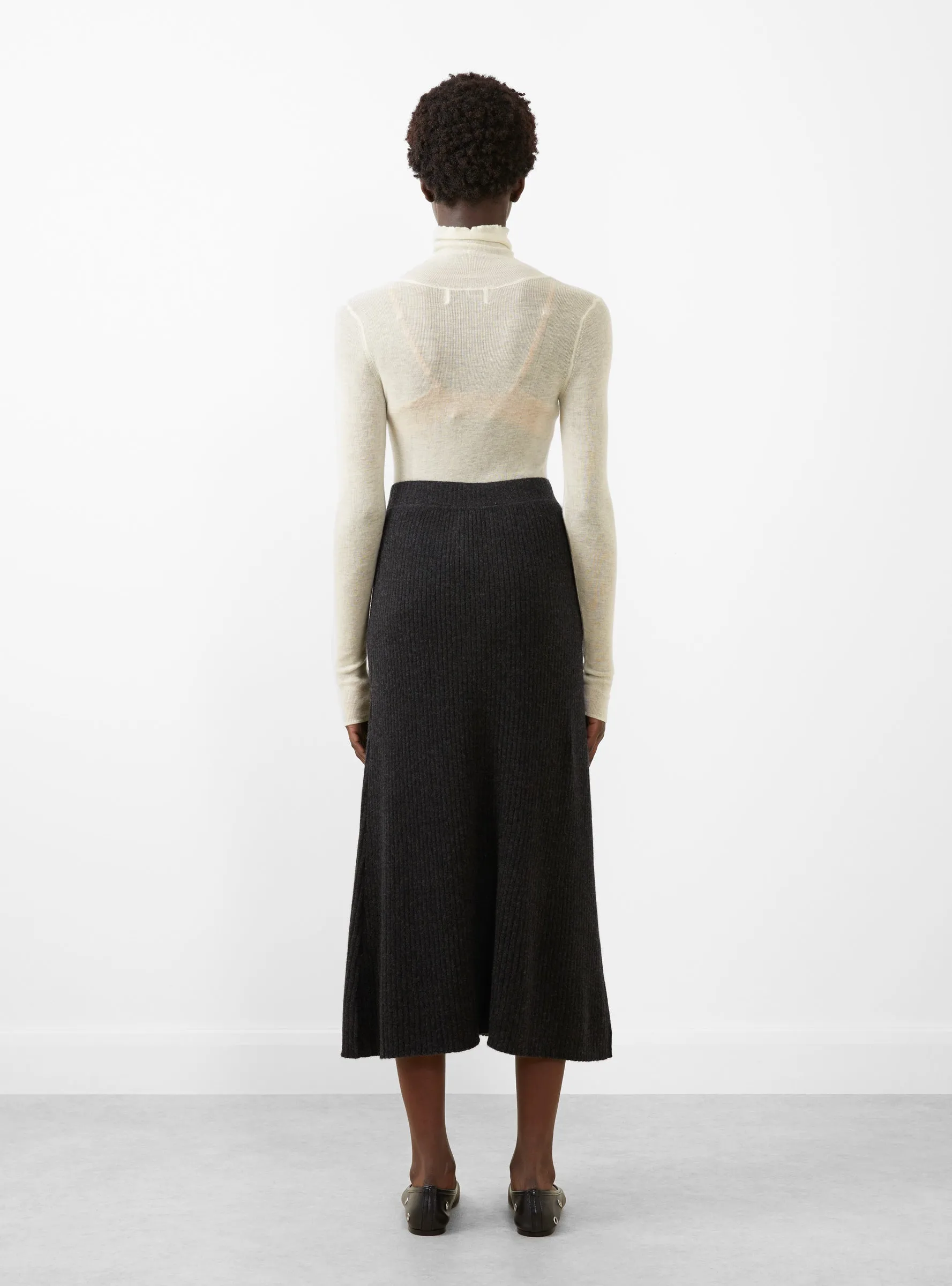 Sheer Gauze Turtleneck Crema