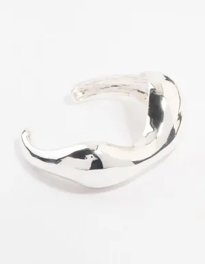 Silver Plated Molten Wrist Cuff Bracelet