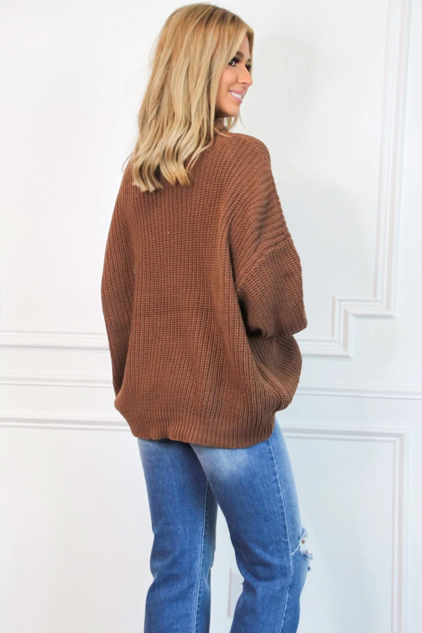 Simon Oversized Turtleneck Sweater: Brown