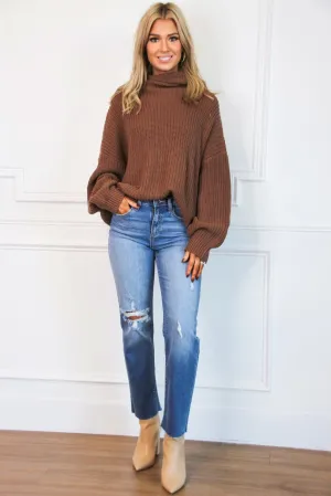 Simon Oversized Turtleneck Sweater: Brown