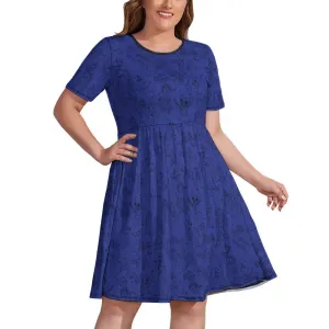 Sketches Women's Round Neck Plus Size Dress With Pockets