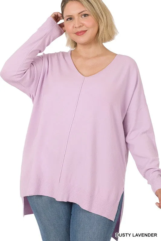 Soft V-neck Sweater - lavendar, mustard, blue, and rose