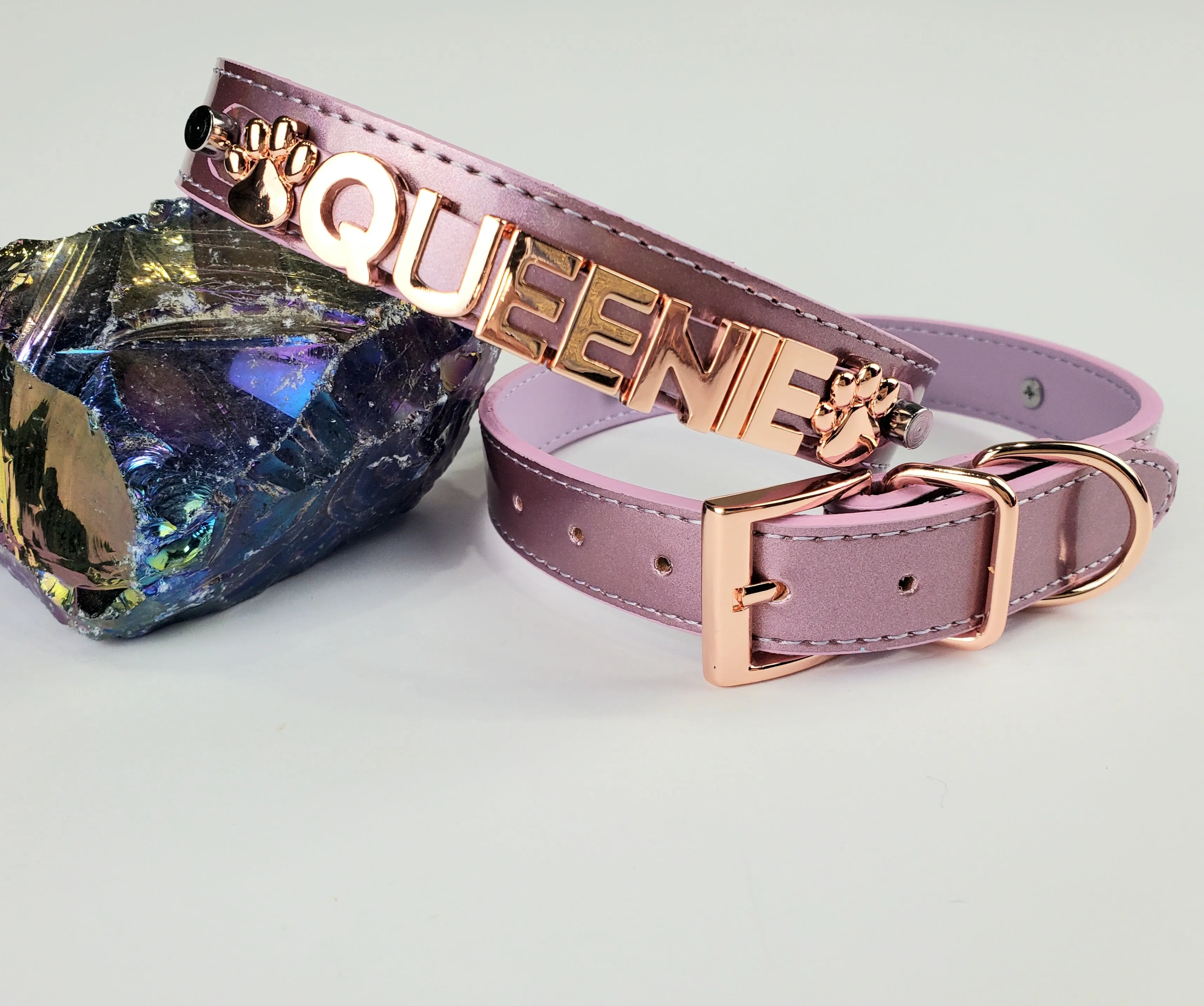 Spacedust Mauve Personalized Pet Collar