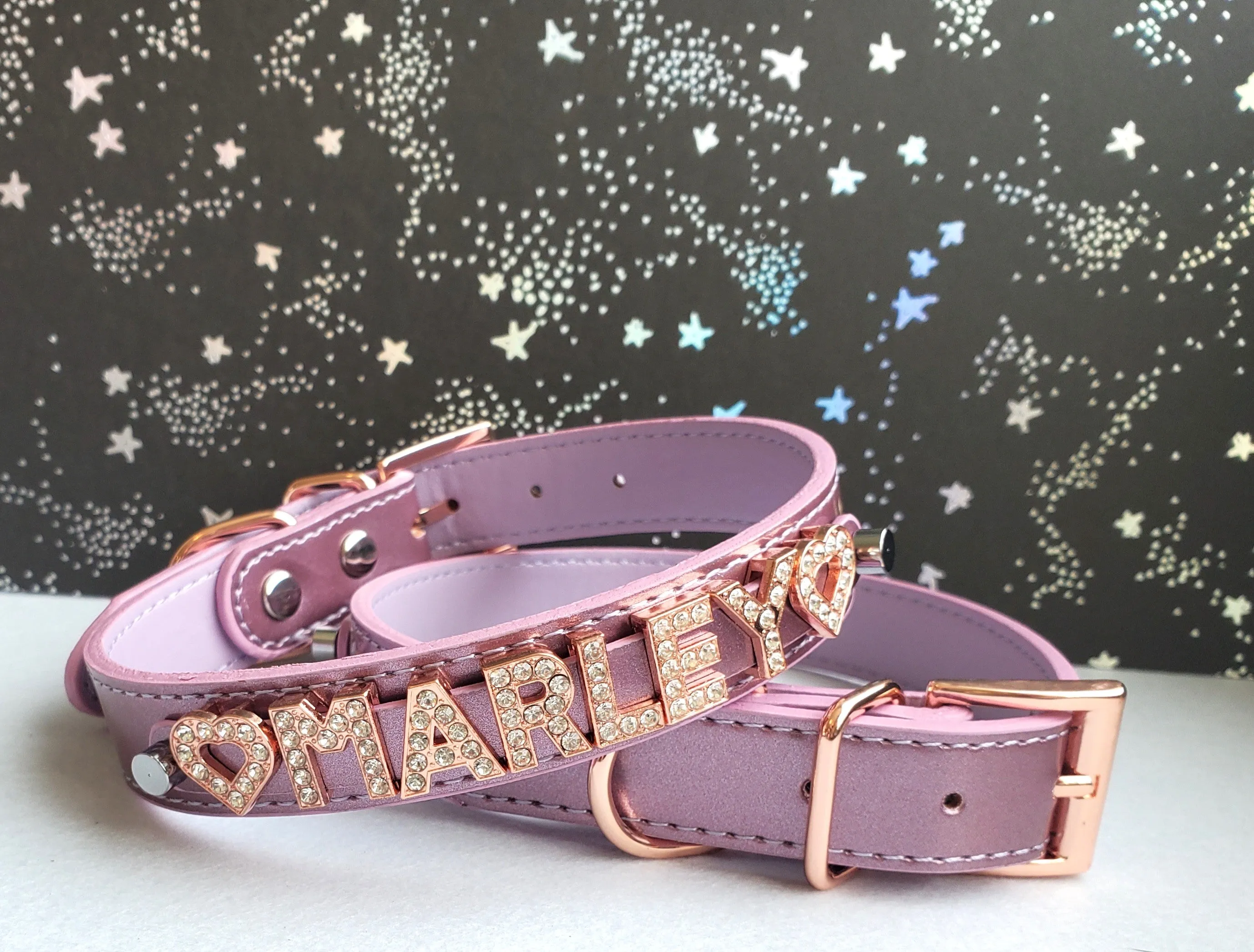 Spacedust Mauve Personalized Pet Collar