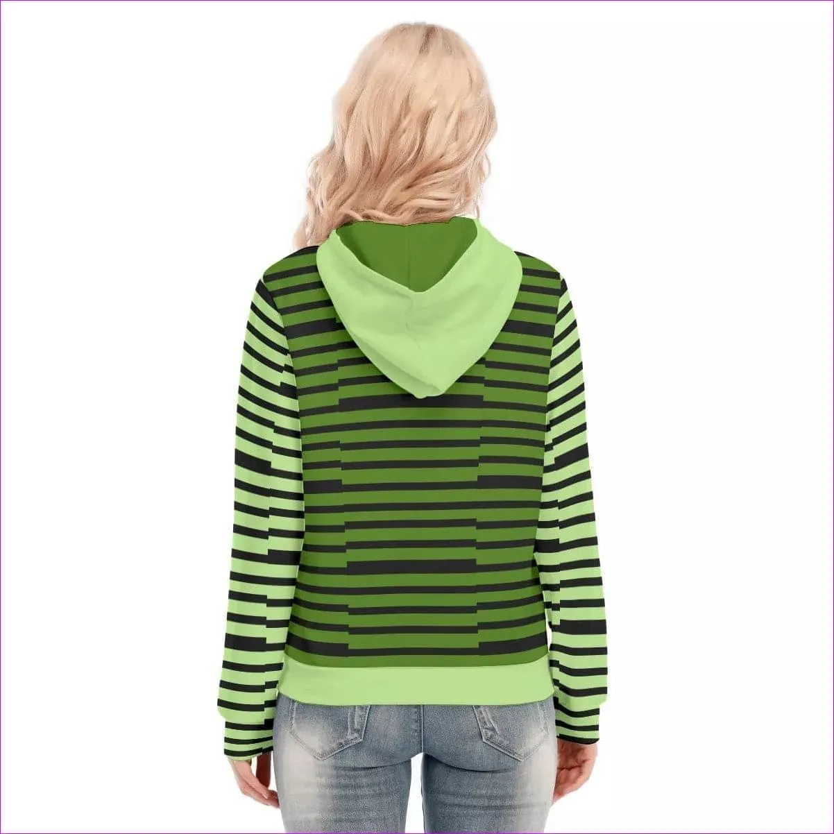 Striped Women's Long Sleeve Hoodie With Zipper