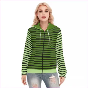 Striped Women's Long Sleeve Hoodie With Zipper