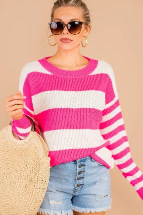 Such Beauty Neon Pink Striped Sweater