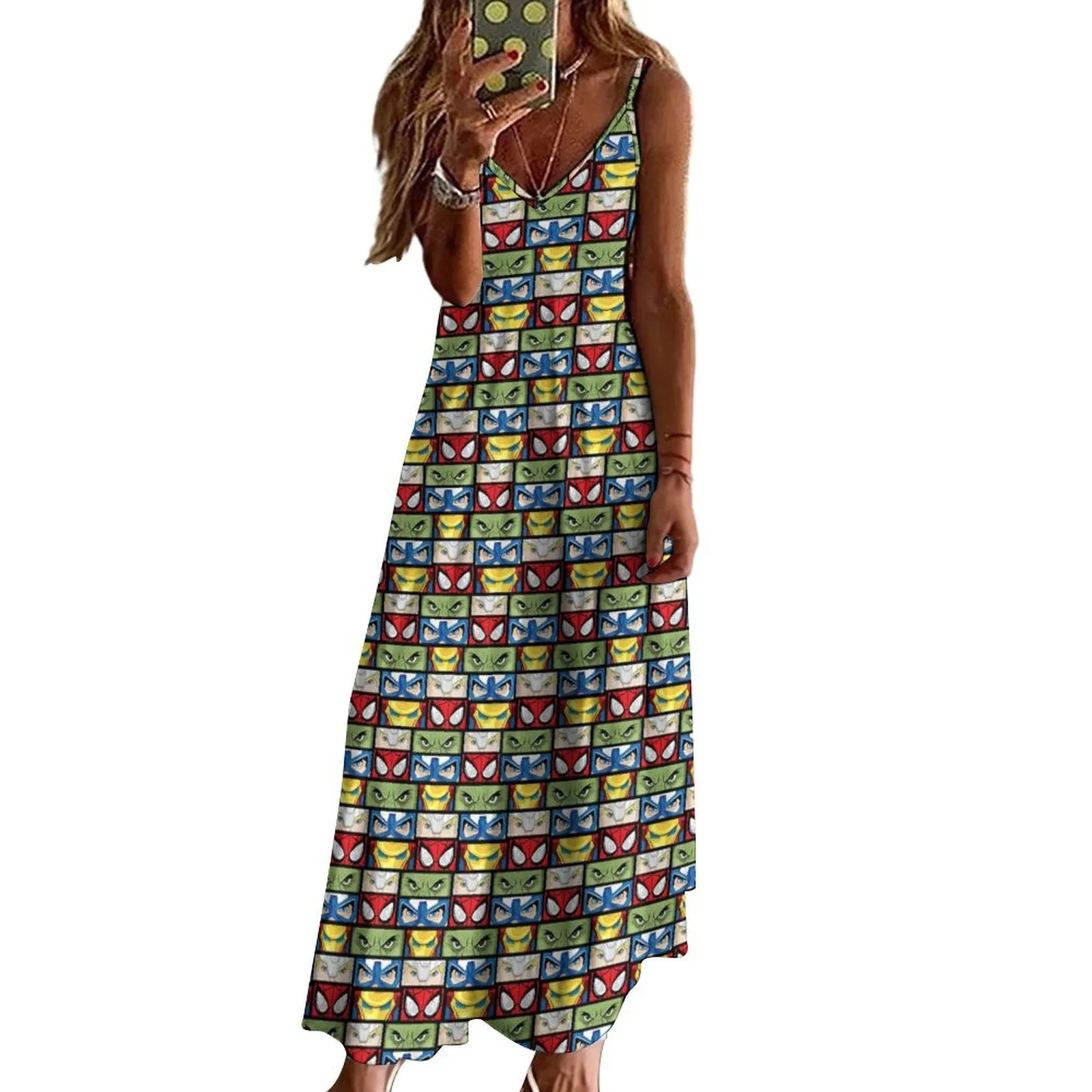 Super Hero Eyes Women's Summer Slip Long Dress