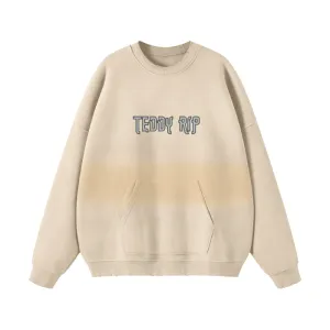 Teddy Rip Word Streetwear Unisex Colored Gradient Washed Effect Pullover