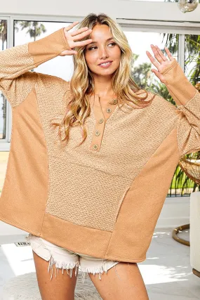 Thumb Opening Long Sleeve Top with Kangaroo Pocket