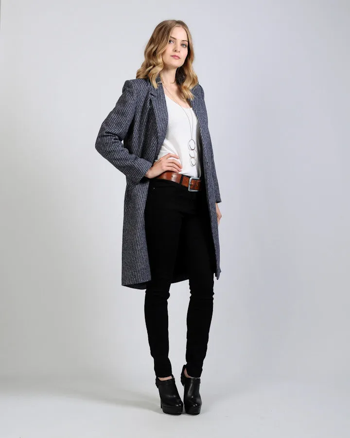 Tweed Wool Long Blazer Jacket