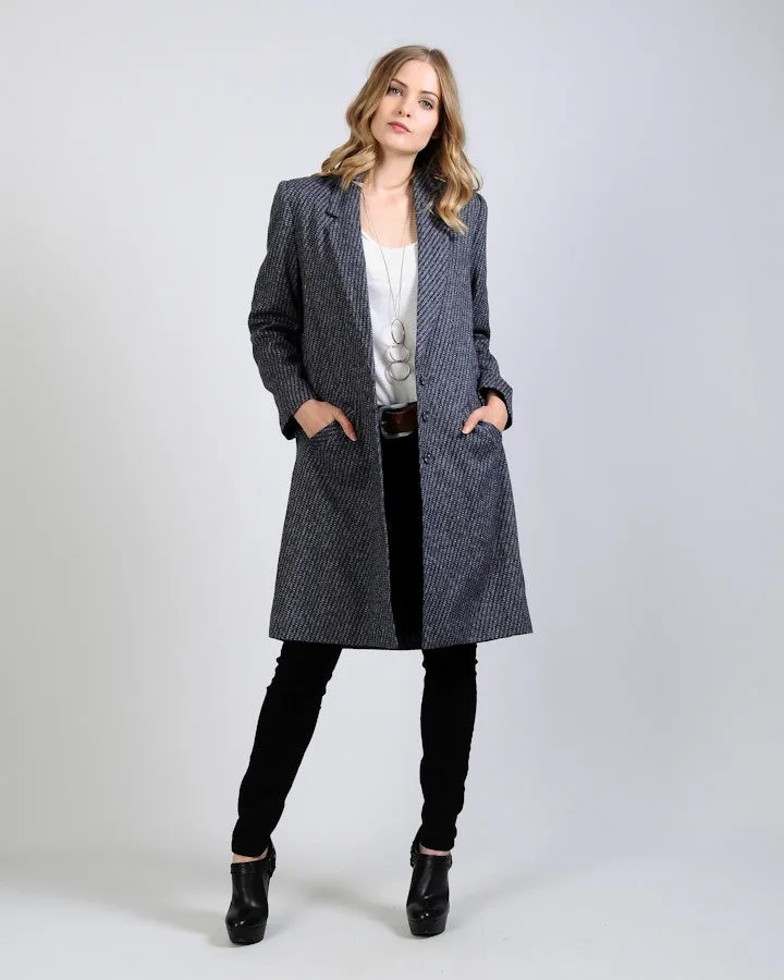 Tweed Wool Long Blazer Jacket