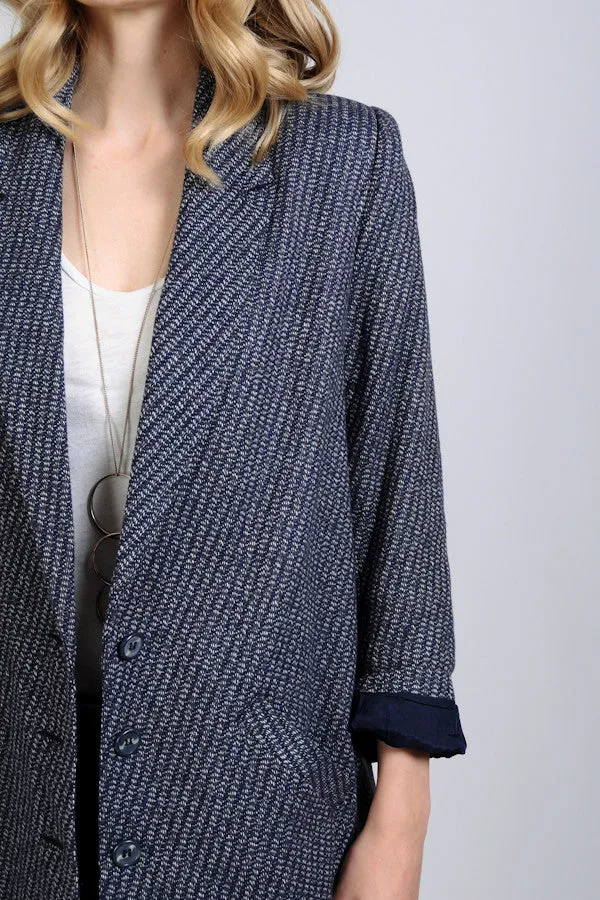 Tweed Wool Long Blazer Jacket