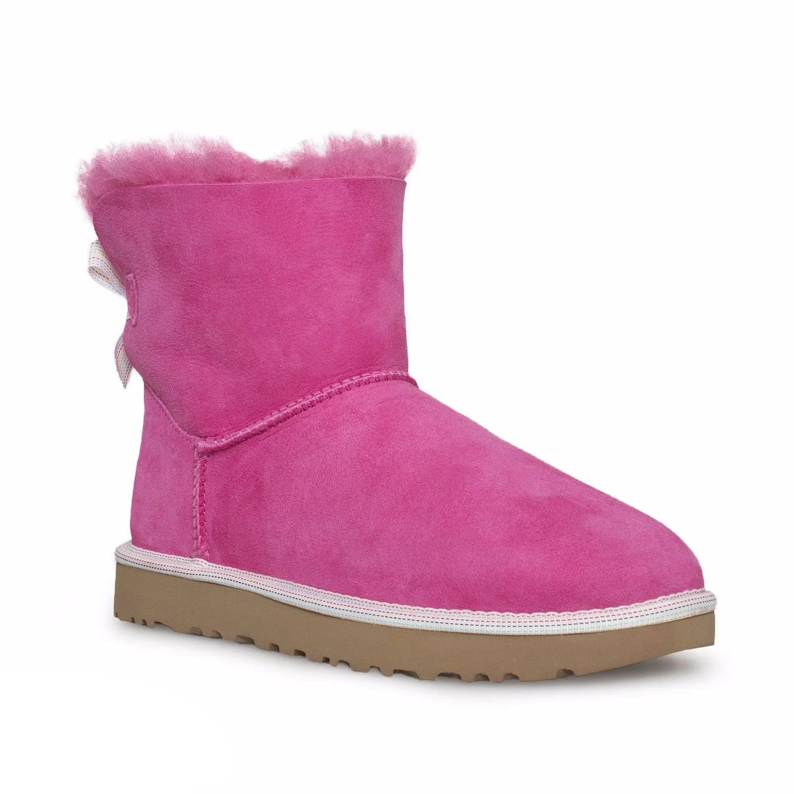 UGG Mini Bailey Bow Weave Pink Azalea Boots