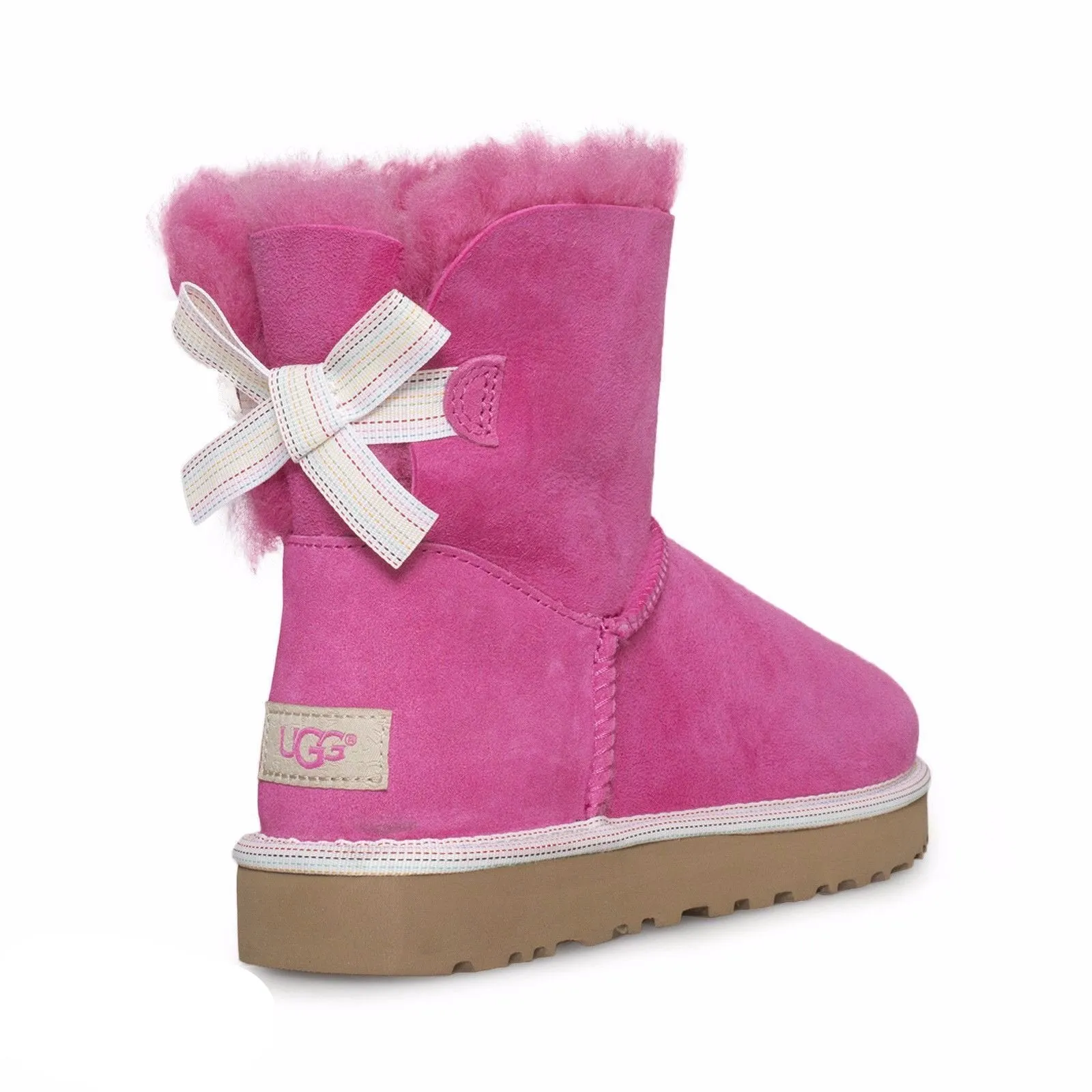 UGG Mini Bailey Bow Weave Pink Azalea Boots