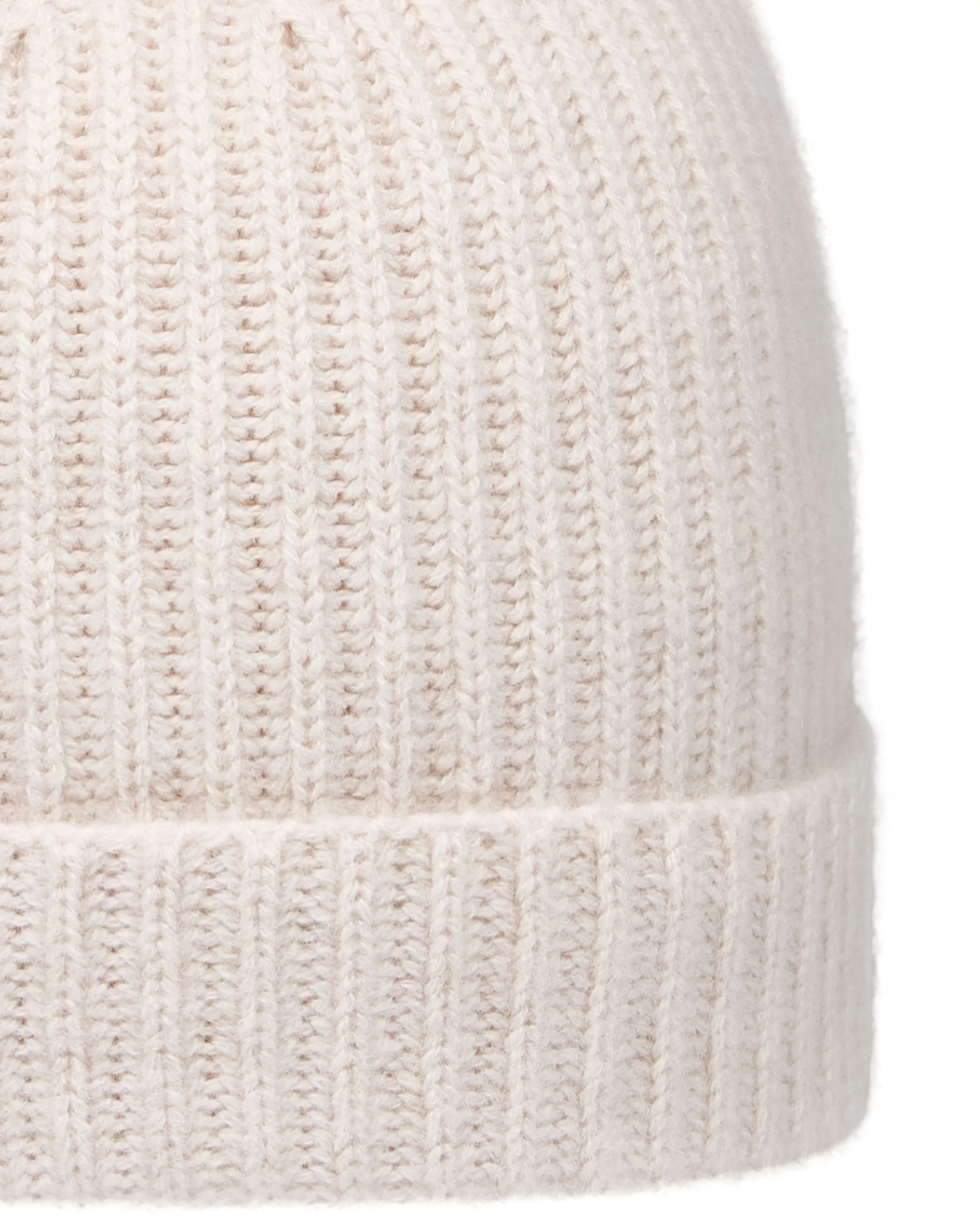 Unisex Ribbed Cashmere Hat Frost White