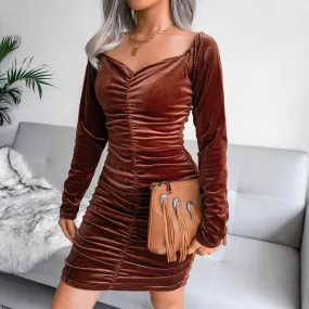 Velvet Square Neck Hip Dress